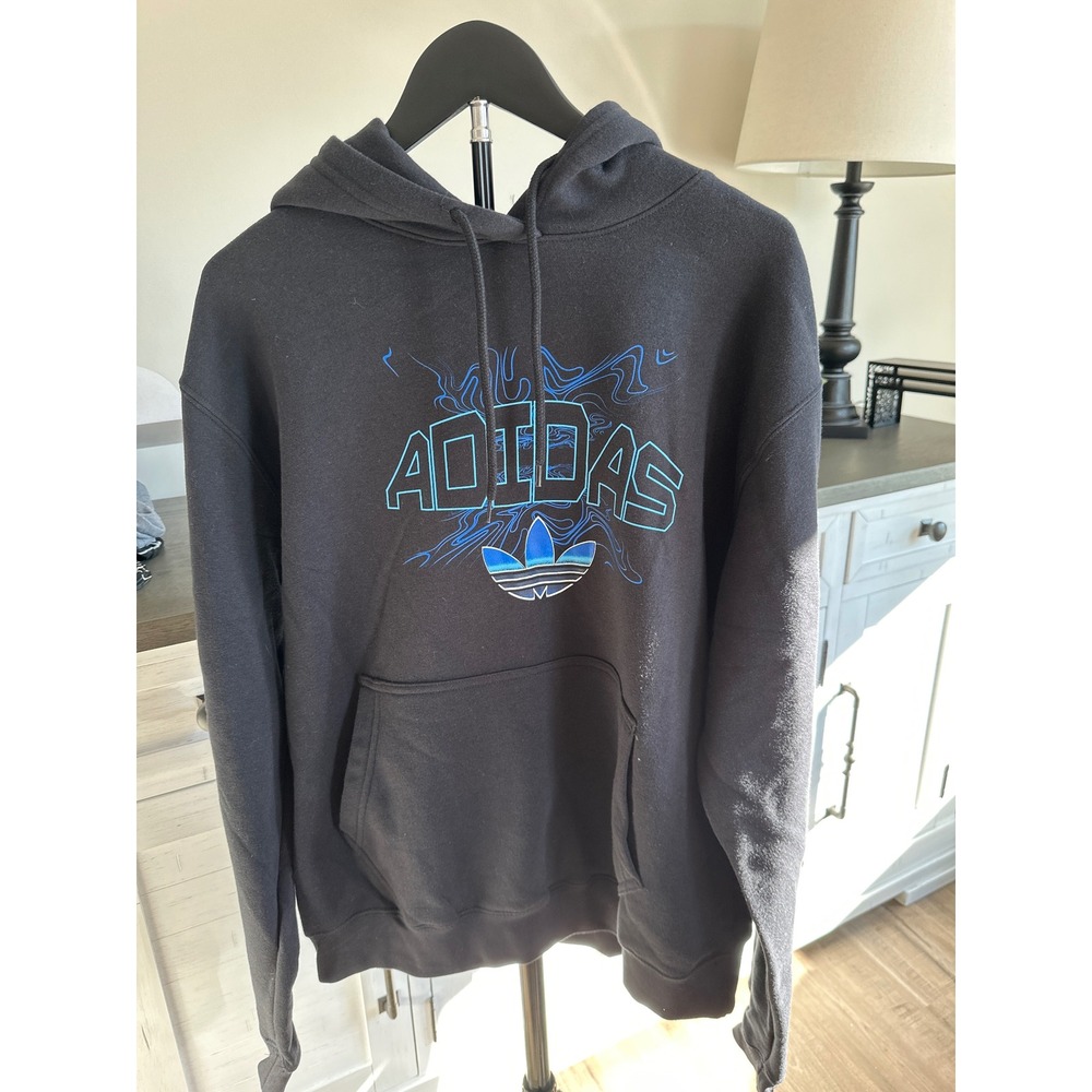NEW Adidas Originals‎ Mens Black Trefoil Graphic Hoodie TREF H Large NWT